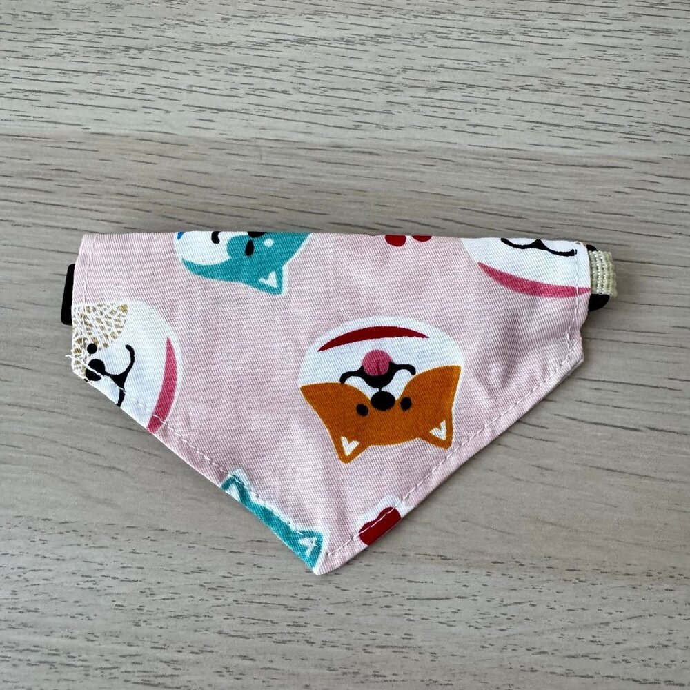 Cute Dog Cotton Bandana Collar 7–13 inch Shiba Print | Adjustable for Small Pet